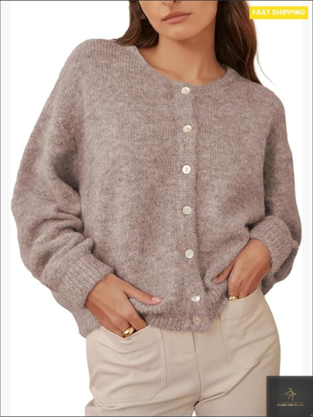 Long Sleeve Front Button Y2k Cardigan Sweater Crew Neck Loose Knit Fall Top
